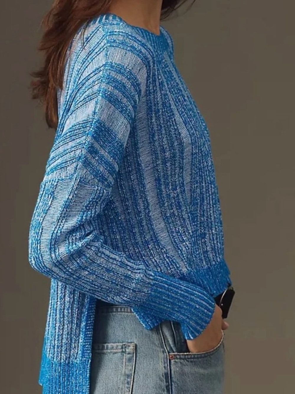 Pilcro by Anthropologie Textured High-Low Pullover Sweater Size L